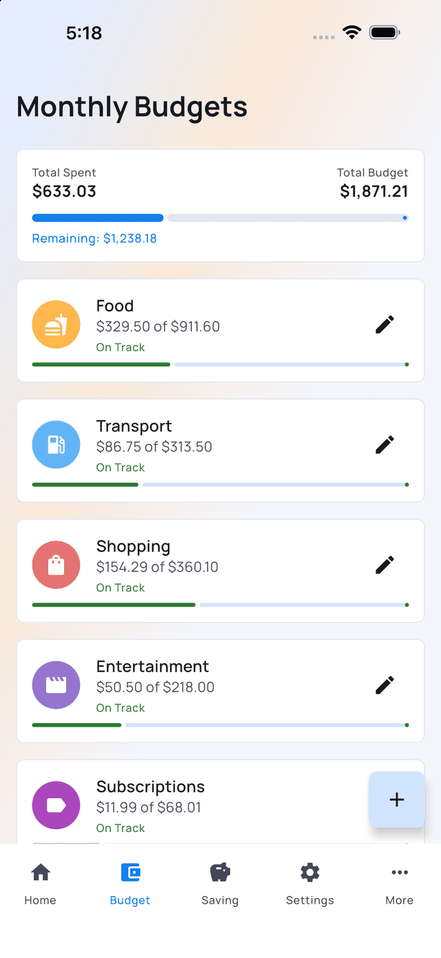 Monthly Budgets