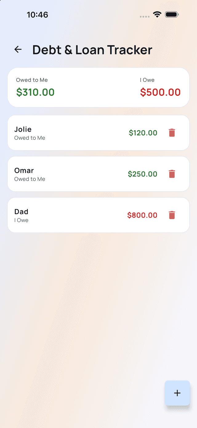 Debt & Loan Tracker